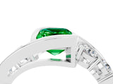 White gold Bezel Set Emerald Cut Diamond Split Shank Ring_4