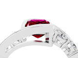White gold Bezel Set Emerald Cut Diamond Split Shank Ring_4
