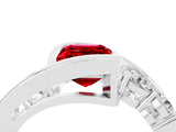 White gold Bezel Set Emerald Cut Diamond Split Shank Ring_4