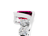 White gold Bezel Set Emerald Cut Diamond Split Shank Ring_5