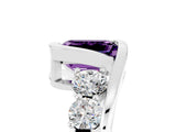 White gold Bezel Set Emerald Cut Diamond Split Shank Ring_5