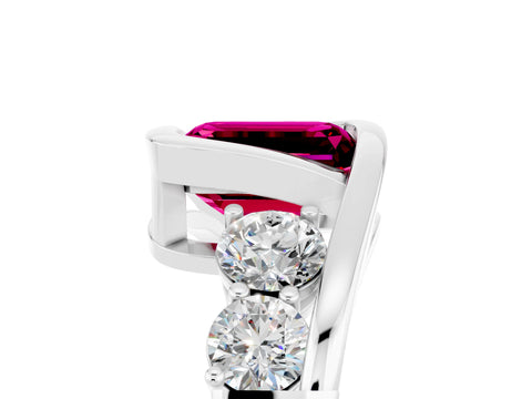 White gold Bezel Set Emerald Cut Diamond Split Shank Ring_5
