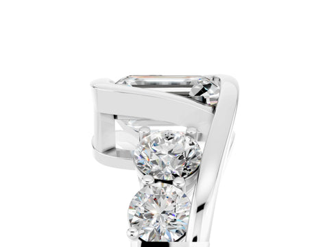 White gold Bezel Set Emerald Cut Diamond Split Shank Ring_5
