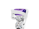 White gold Bezel Set Emerald Cut Diamond Split Shank Ring_5
