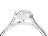 White gold Bezel Set Emerald Cut Solitaire Ring with Tapered Band 5