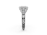 White gold Bezel Set Emerald Diamond Milgrain Pave Engagement Ring_44
