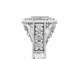White gold Bezel Set Emerald Diamond Milgrain Pave Engagement Ring_47