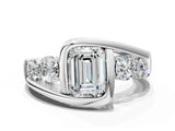 White gold Bezel Set Emerald Diamond Split Shank Ring_3