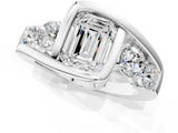 White gold Bezel Set Emerald Diamond Split Shank Ring_4