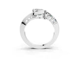 White gold Bezel Set Emerald Diamond Split Shank Ring_6