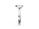 White gold Bezel Set Emerald Solitaire Diamond Ring with Smooth Band 2