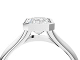 White gold Bezel Set Emerald Solitaire Diamond Ring with Smooth Band 4