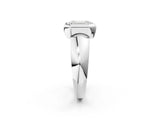 White gold Bezel Set Emerald Solitaire Ring with Wide Band 3