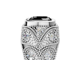 White gold Bezel Set Fancy Black Asscher Cut Diamond Milgrain Band Ring_5
