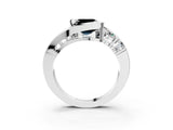 White gold Bezel Set Fancy Black Asscher Cut Diamond Split Shank Ring_27