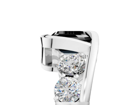 White gold Bezel Set Fancy Black Asscher Cut Diamond Split Shank Ring_5