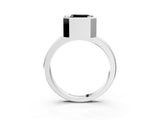 White gold Bezel Set Fancy Black Asscher Cut Solitaire Engagement Ring with Classic Band_3