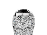 White gold Bezel Set Fancy Black Cushion Cut Diamond Milgrain Band Ring_5