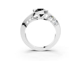White gold Bezel Set Fancy Black Cushion Cut Diamond Split Shank Ring_51