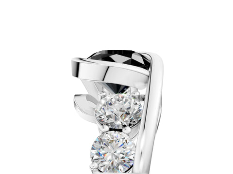 White gold Bezel Set Fancy Black Cushion Cut Diamond Split Shank Ring_5