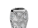 White gold Bezel Set Fancy Black Emerald Cut Diamond Milgrain Band Ring_5