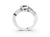 White gold Bezel Set Fancy Black Emerald Cut Diamond Split Shank Ring_21