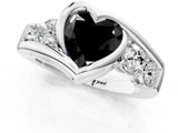 White gold Bezel Set Fancy Black Heart Cut Diamond Split Shank Ring_37