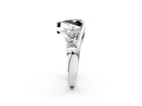 White gold Bezel Set Fancy Black Heart Cut Diamond Split Shank Ring_38