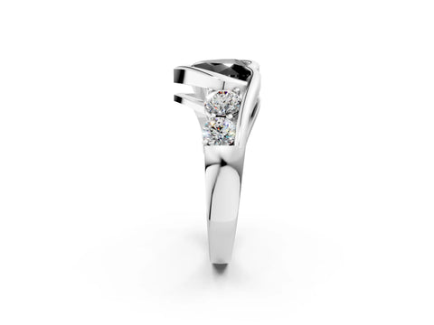 White gold Bezel Set Fancy Black Heart Cut Diamond Split Shank Ring_38