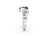 White gold Bezel Set Fancy Black Heart Cut Diamond Split Shank Ring_38