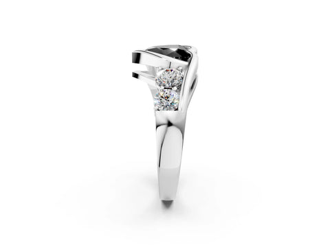White gold Bezel Set Fancy Black Heart Cut Diamond Split Shank Ring_38