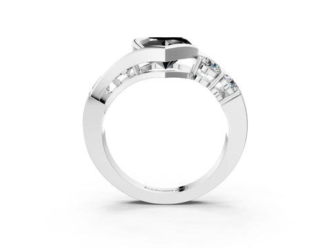 White gold Bezel Set Fancy Black Heart Cut Diamond Split Shank Ring_39