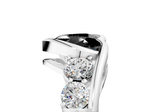 White gold Bezel Set Fancy Black Heart Cut Diamond Split Shank Ring_41