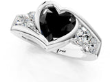 White gold Bezel Set Fancy Black Heart Cut Diamond Split Shank Ring_50
