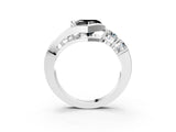 White gold Bezel Set Fancy Black Heart Cut Diamond Split Shank Ring_52