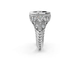 White gold Bezel Set Fancy Black Marquise Cut Diamond Milgrain Band Ring_2