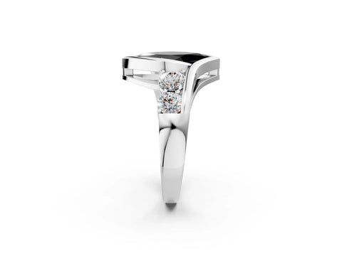 White gold Bezel Set Fancy Black Marquise Cut Diamond Split Shank Ring_2