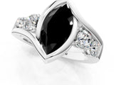 White gold Bezel Set Fancy Black Marquise Cut Diamond Split Shank Ring_31