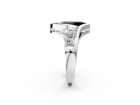 White gold Bezel Set Fancy Black Marquise Cut Diamond Split Shank Ring_32