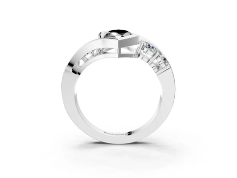White gold Bezel Set Fancy Black Marquise Cut Diamond Split Shank Ring_39