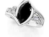 White gold Bezel Set Fancy Black Marquise Cut Diamond Split Shank Ring_49