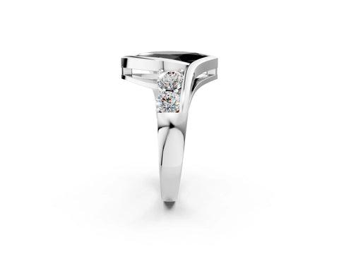 White gold Bezel Set Fancy Black Marquise Cut Diamond Split Shank Ring_50