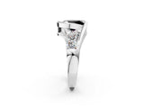 White gold Bezel Set Fancy Black Oval Cut Diamond Split Shank Ring_50