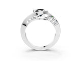 White gold Bezel Set Fancy Black Oval Cut Diamond Split Shank Ring_51