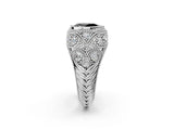 White gold Bezel Set Fancy Black Pear Cut Diamond Milgrain Band Ring_2