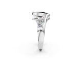 White gold Bezel Set Fancy Black Pear Cut Diamond Split Shank Ring_2