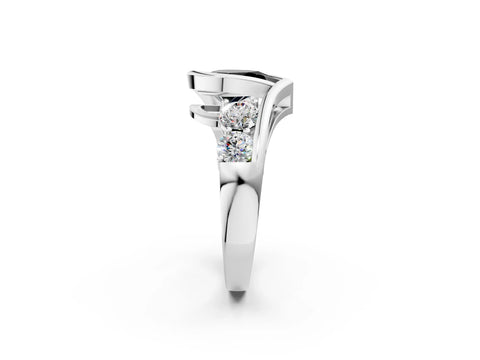 White gold Bezel Set Fancy Black Pear Cut Diamond Split Shank Ring_20