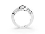 White gold Bezel Set Fancy Black Pear Cut Diamond Split Shank Ring_21