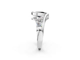 White gold Bezel Set Fancy Black Pear Cut Diamond Split Shank Ring_26