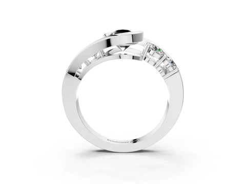 White gold Bezel Set Fancy Black Pear Cut Diamond Split Shank Ring_3